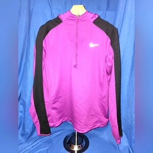 Nike Womens Hoodie Purple XL Running Dri-Fit Pullover 1/2 Zip Thumb Hole